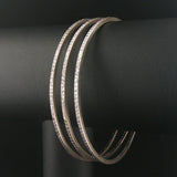 Set of Three 14k White Gold and 4.5cttw Diamond Solid Bangle Bracelets 8"
