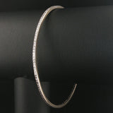 Set of Three 14k White Gold and 4.5cttw Diamond Solid Bangle Bracelets 8"