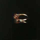 14k Yellow Gold Blue Sapphire and Diamond Ladies Floral Ring Size 6.75