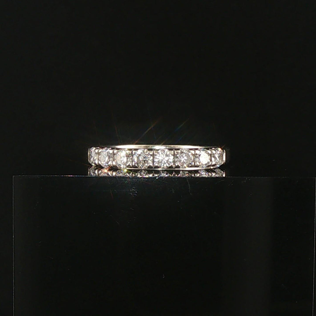 14k White Gold and 0.65cttw Diamond Half Eternity Band Ring Size 7.75
