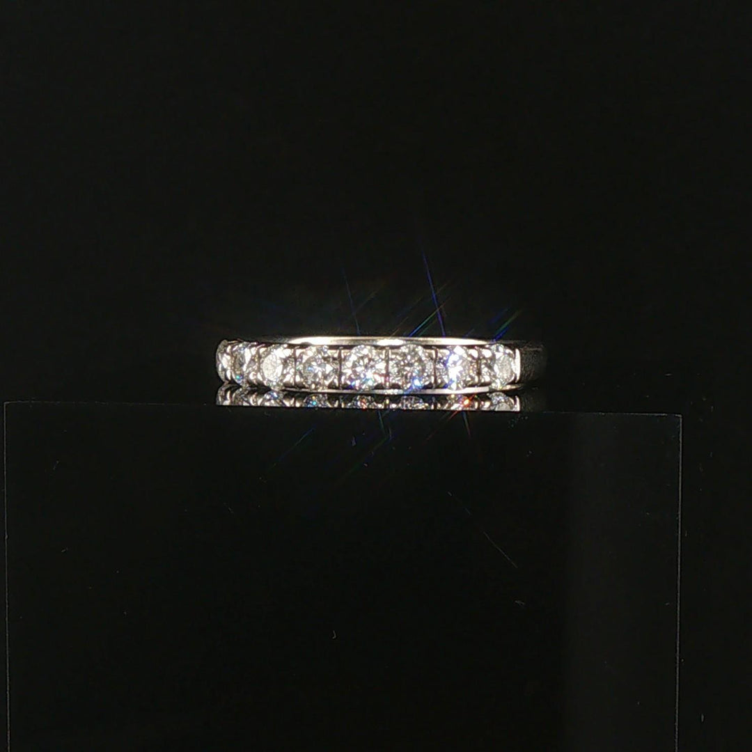 14k White Gold and 0.65cttw Diamond Half Eternity Band Ring Size 7.75