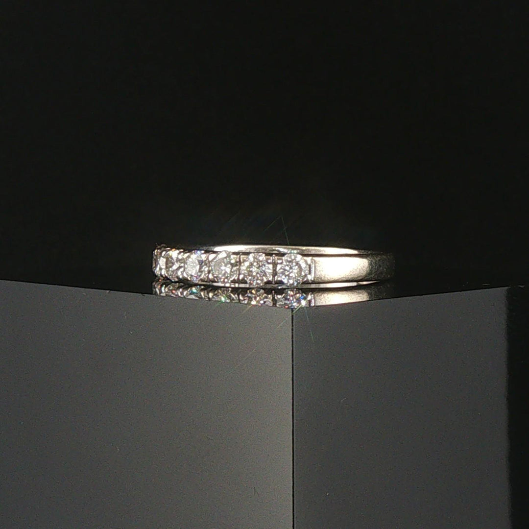 14k White Gold and 0.65cttw Diamond Half Eternity Band Ring Size 7.75