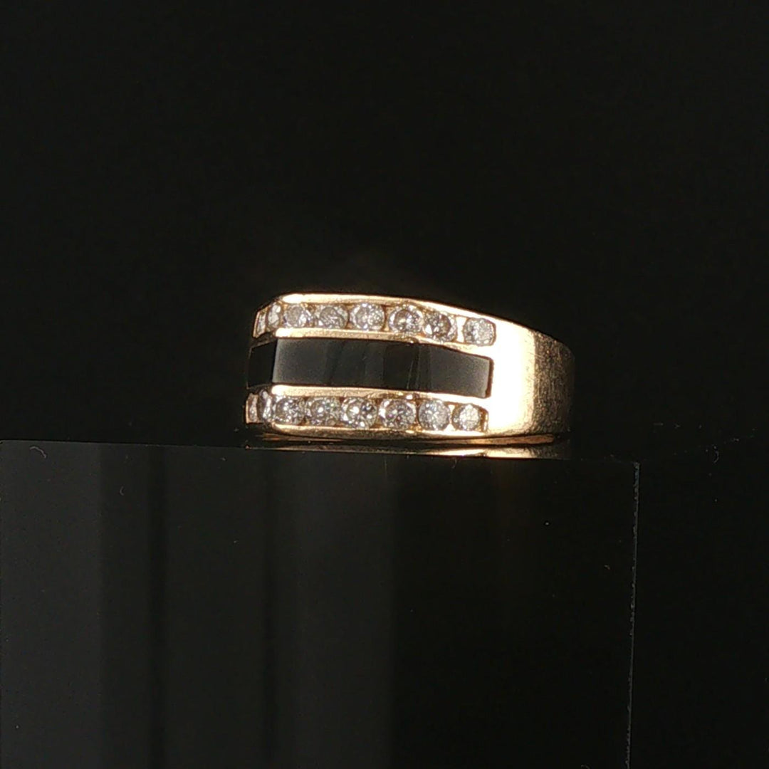 14k Yellow Gold Onyx and 0.50cttw Diamond Solid Men's Ring Size 9