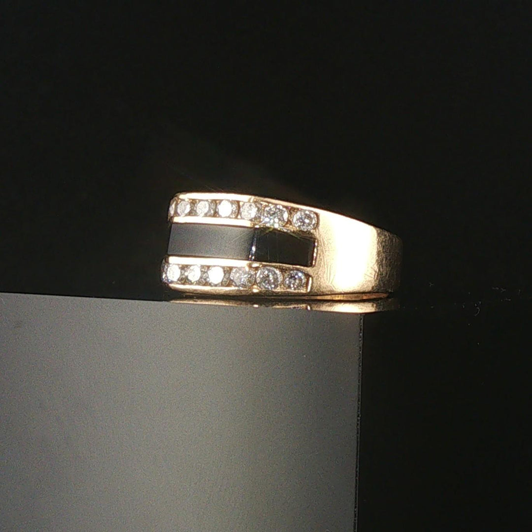14k Yellow Gold Onyx and 0.50cttw Diamond Solid Men's Ring Size 9
