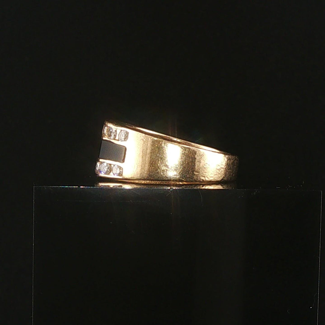 14k Yellow Gold Onyx and 0.50cttw Diamond Solid Men's Ring Size 9