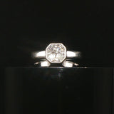14k White Gold and 0.40cttw Bezel Set Four Diamond Ladies Ring Size 7
