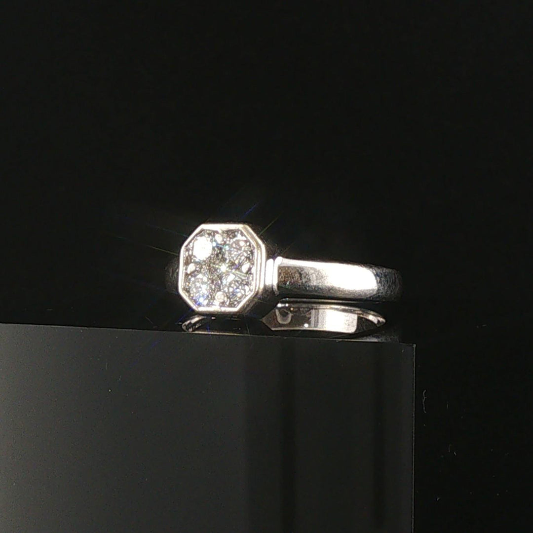 14k White Gold and 0.40cttw Bezel Set Four Diamond Ladies Ring Size 7