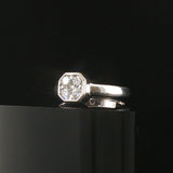 14k White Gold and 0.40cttw Bezel Set Four Diamond Ladies Ring Size 7