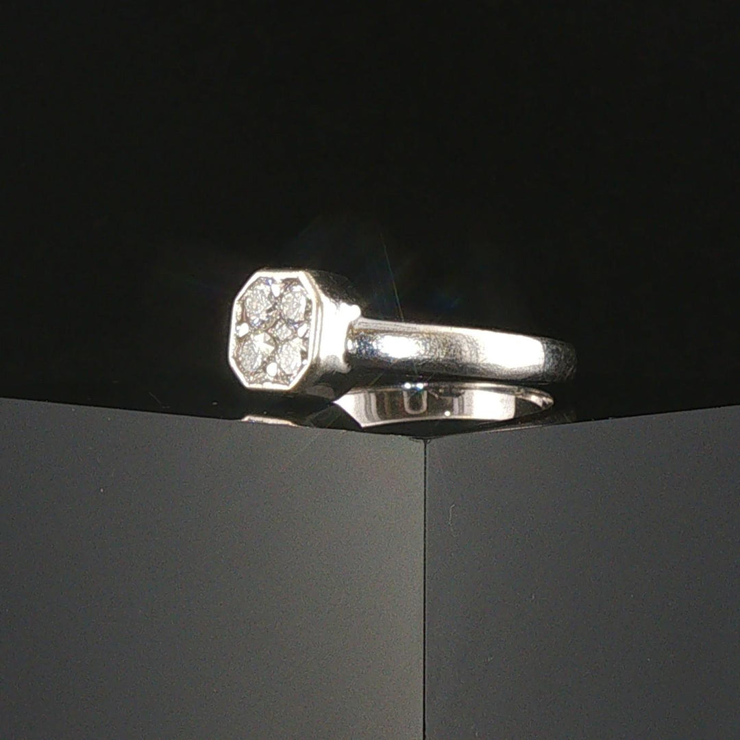 14k White Gold and 0.40cttw Bezel Set Four Diamond Ladies Ring Size 7