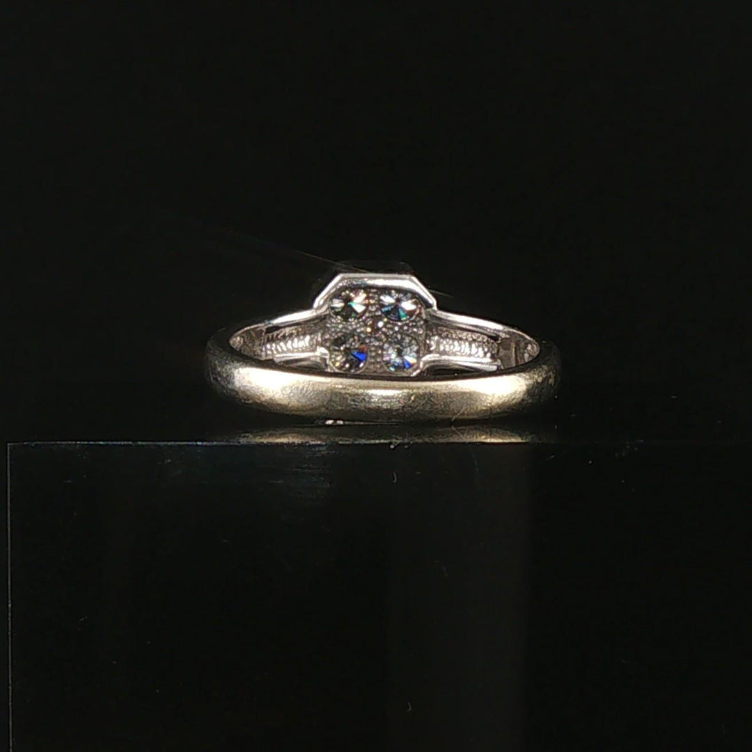 14k White Gold and 0.40cttw Bezel Set Four Diamond Ladies Ring Size 7