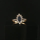 14k Yellow Gold 0.85ct Sapphire and Diamond Halo Ring Size 7.5