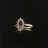 14k Yellow Gold 0.85ct Sapphire and Diamond Halo Ring Size 7.5