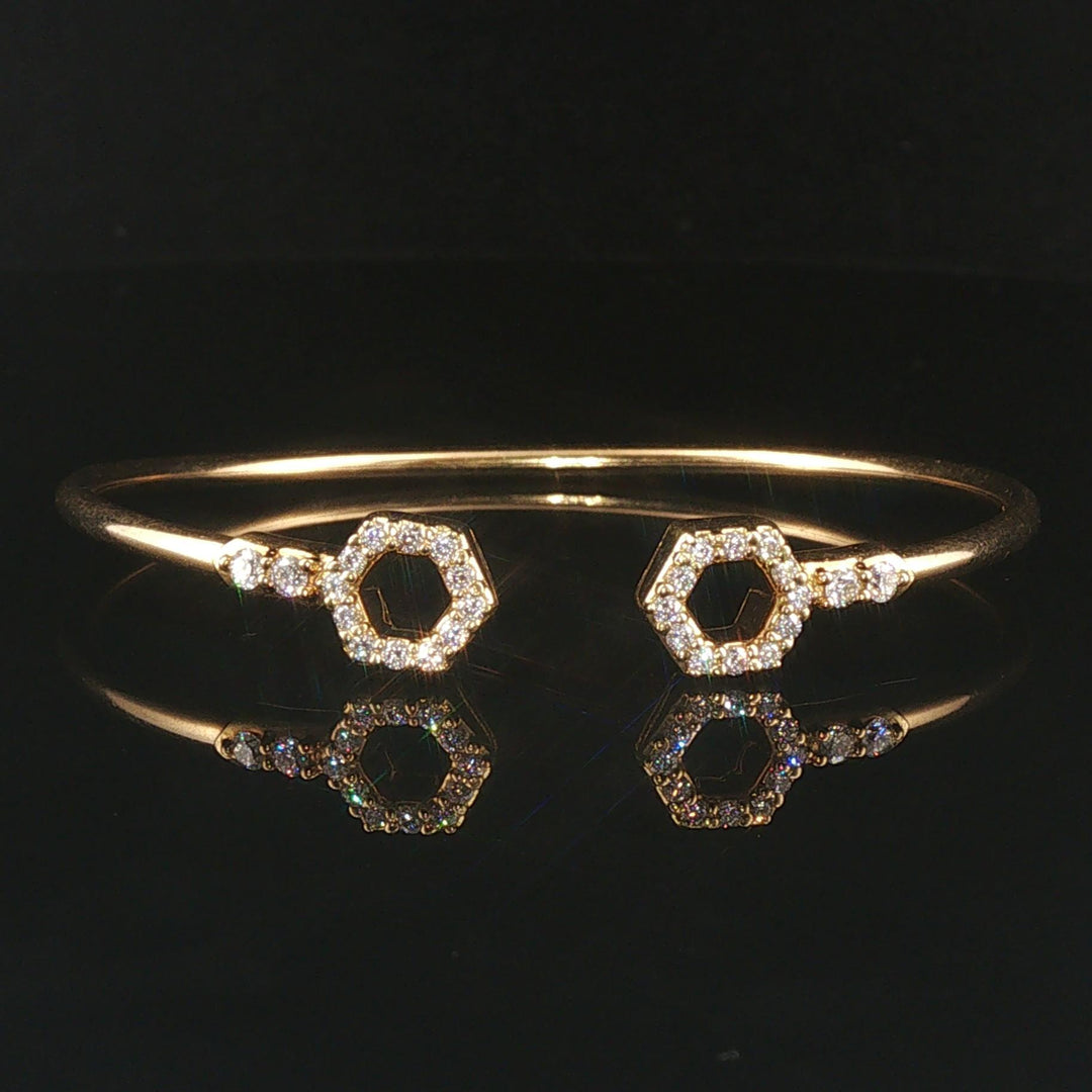 18k Yellow Gold and 0.50cttw Diamond Flex Cuff Bracelet 6.5"