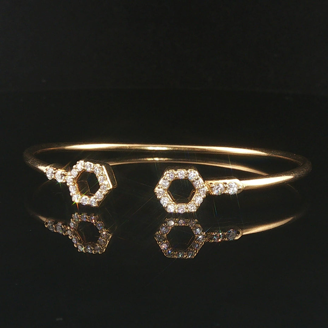 18k Yellow Gold and 0.50cttw Diamond Flex Cuff Bracelet 6.5"