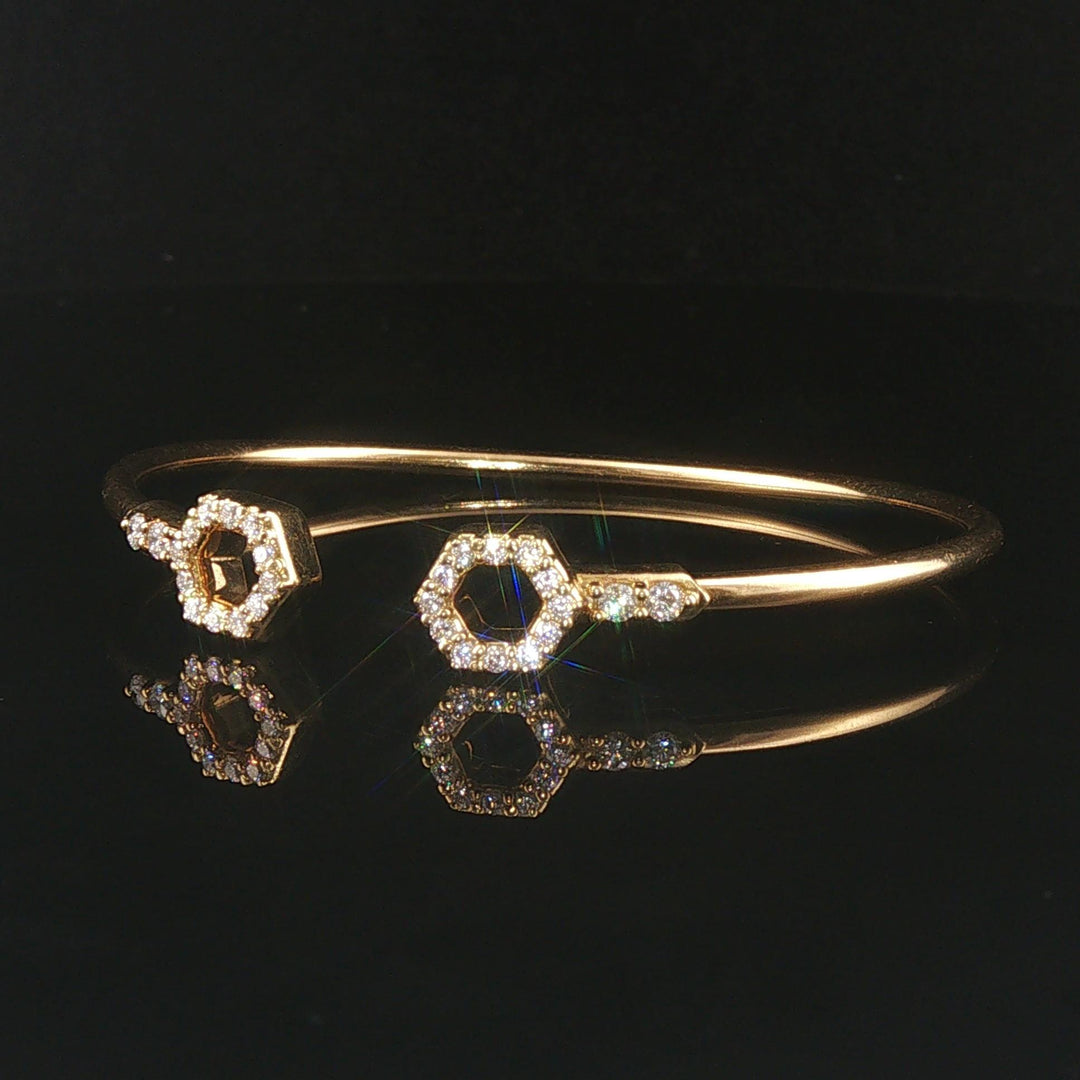 18k Yellow Gold and 0.50cttw Diamond Flex Cuff Bracelet 6.5"