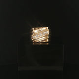 14k Yellow Gold and Diamond Vintage Squared Solid Men's Pinky Ring Size 7.5