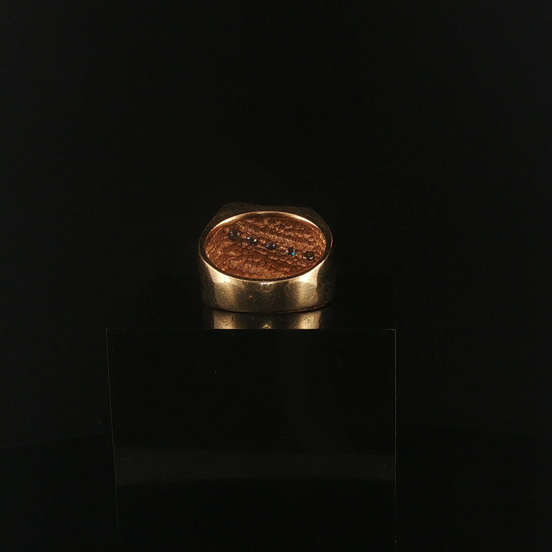 14k Yellow Gold and Diamond Vintage Squared Solid Men's Pinky Ring Size 7.5