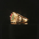 14k Yellow Gold Multi Gemstone and Diamond Ladies Floral Ring Size 7