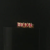 14k Yellow Gold Ruby and Diamond Ladies Vintage Band Ring Size 5.75