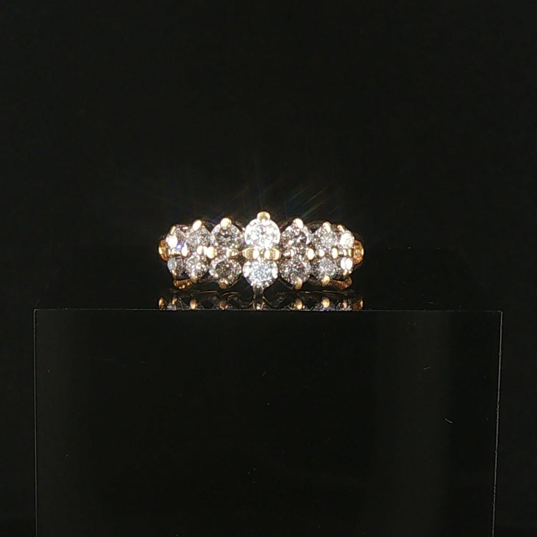 14k Yellow Gold and 1cttw Diamond Vintage Two Row Band Ring Size 6.75