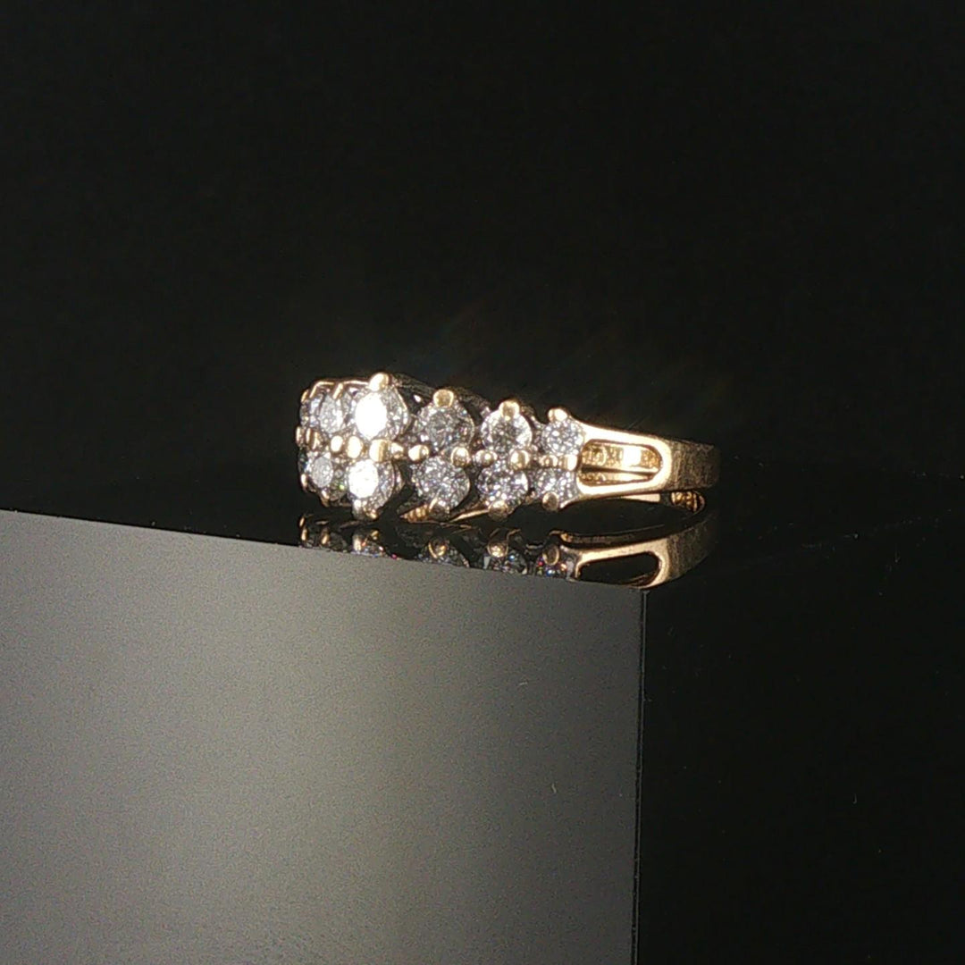 14k Yellow Gold and 1cttw Diamond Vintage Two Row Band Ring Size 6.75