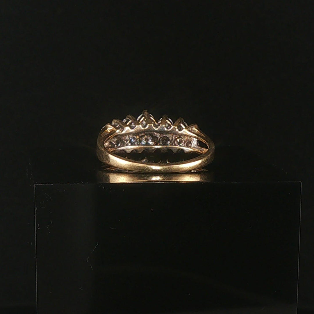 14k Yellow Gold and 1cttw Diamond Vintage Two Row Band Ring Size 6.75