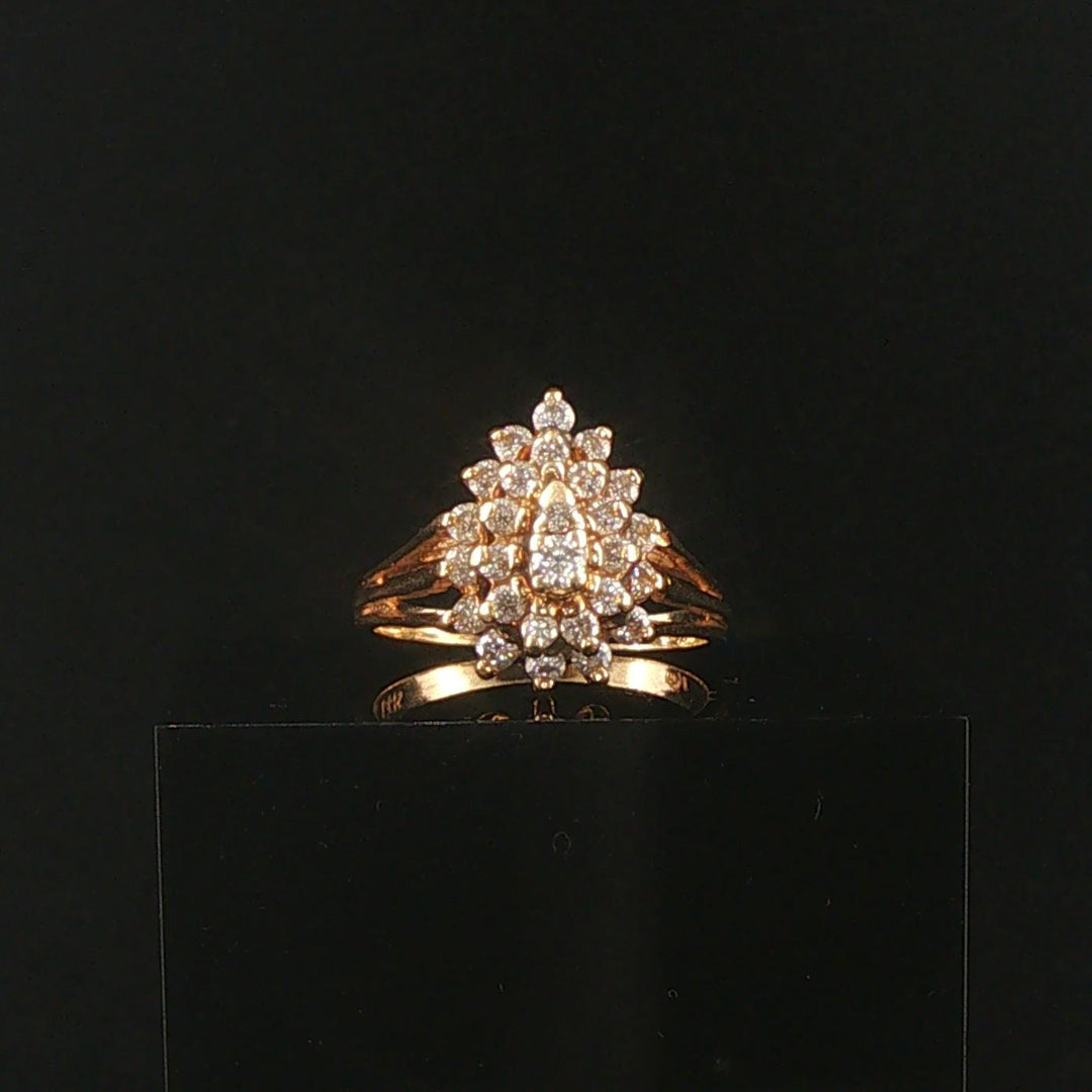 14k Yellow Gold and 0.50cttw Diamond Ladies Cluster Ring Size 7.75