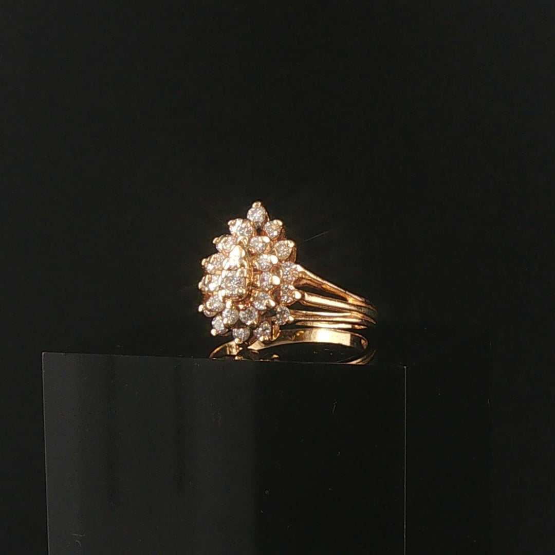 14k Yellow Gold and 0.50cttw Diamond Ladies Cluster Ring Size 7.75
