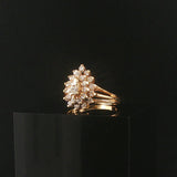 14k Yellow Gold and 0.50cttw Diamond Ladies Cluster Ring Size 7.75