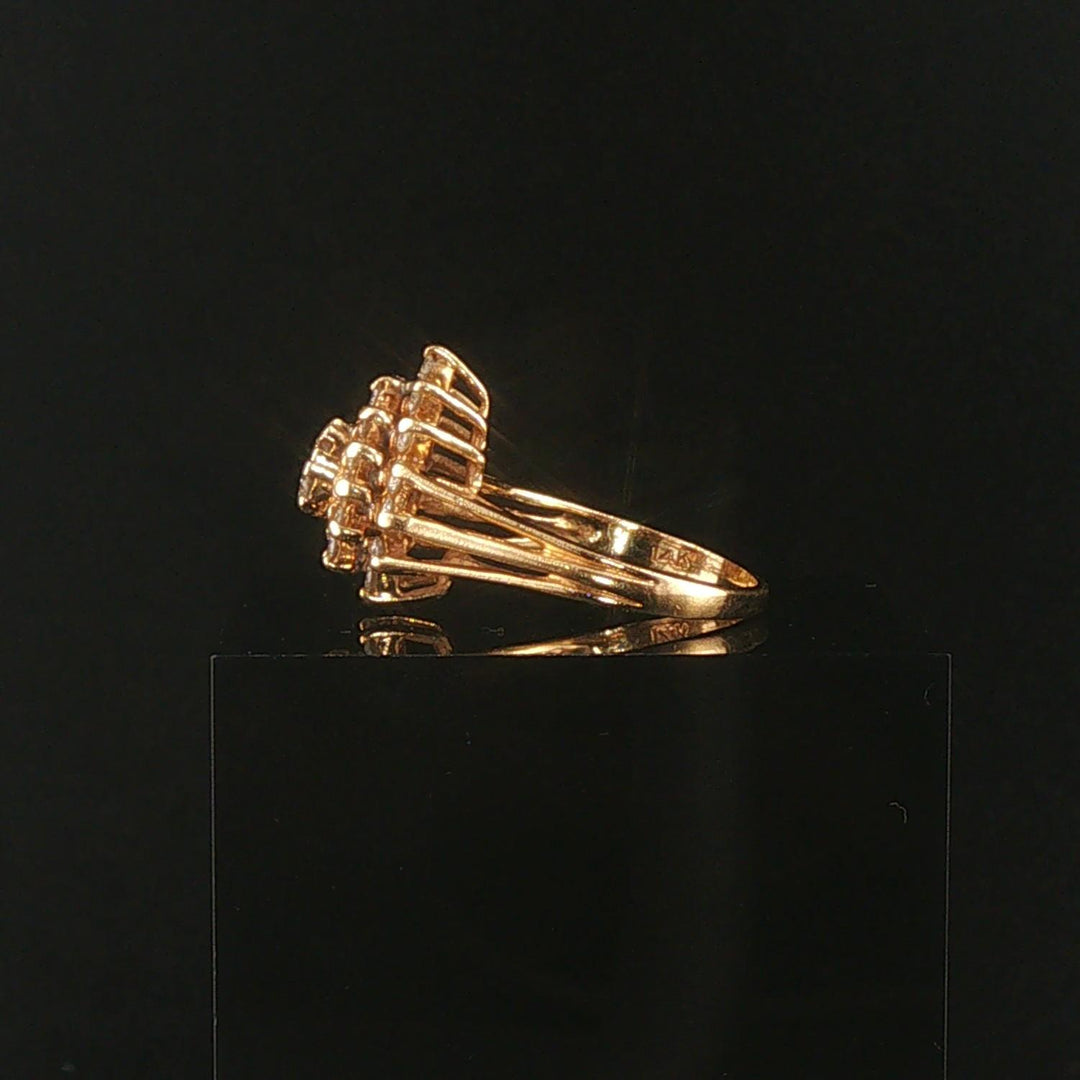 14k Yellow Gold and 0.50cttw Diamond Ladies Cluster Ring Size 7.75