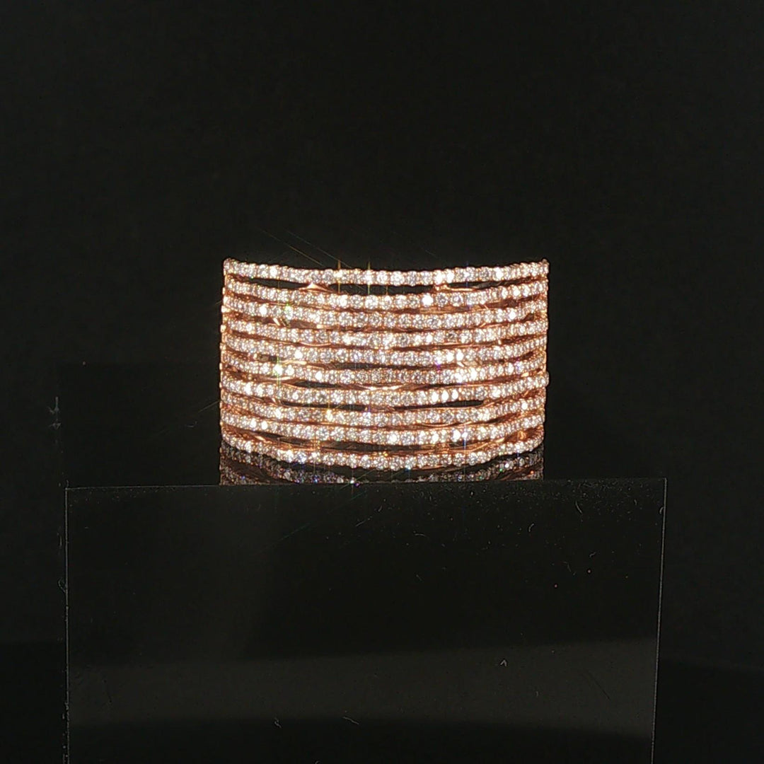 18k Rose Gold and 1cttw Diamond Solid Wide Multi Band Ring Size 9
