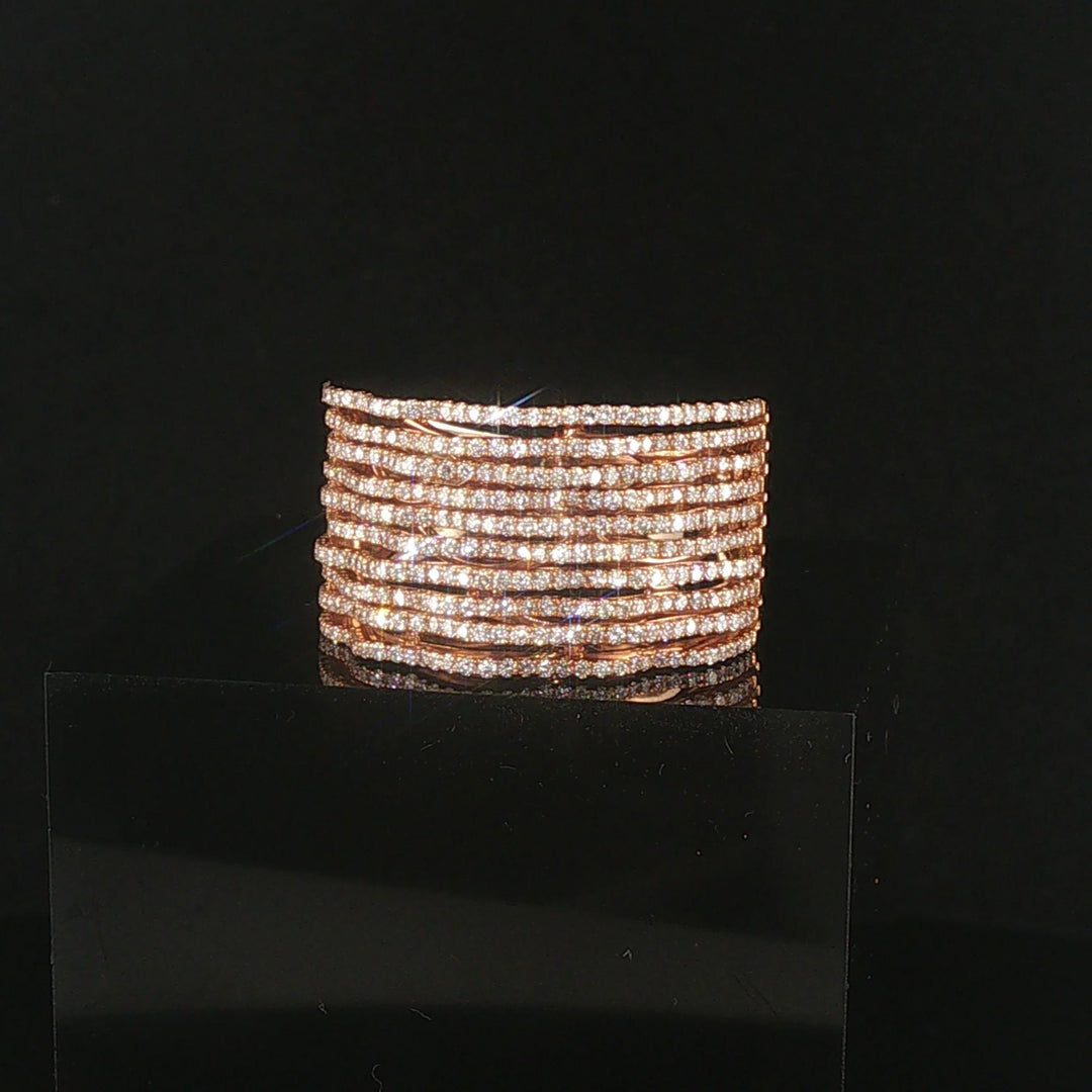 18k Rose Gold and 1cttw Diamond Solid Wide Multi Band Ring Size 9