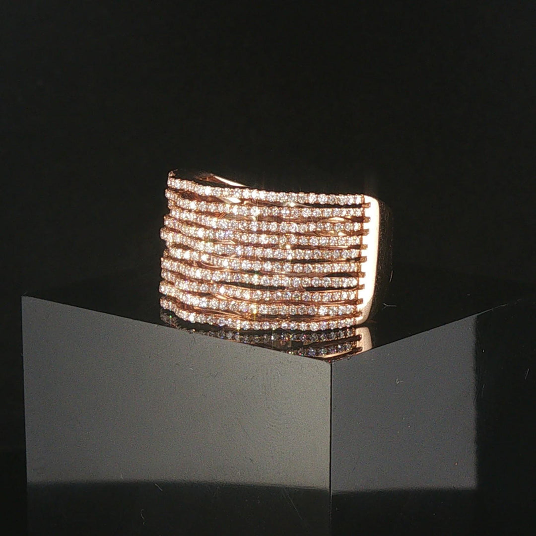 18k Rose Gold and 1cttw Diamond Solid Wide Multi Band Ring Size 9