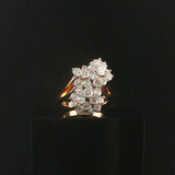 14k Yellow Gold and 2cttw Diamond Vintage Ladies Cluster Ring Size 7.75