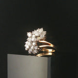 14k Yellow Gold and 2cttw Diamond Vintage Ladies Cluster Ring Size 7.75