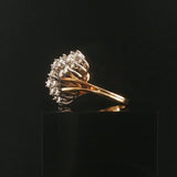 14k Yellow Gold and 2cttw Diamond Vintage Ladies Cluster Ring Size 7.75
