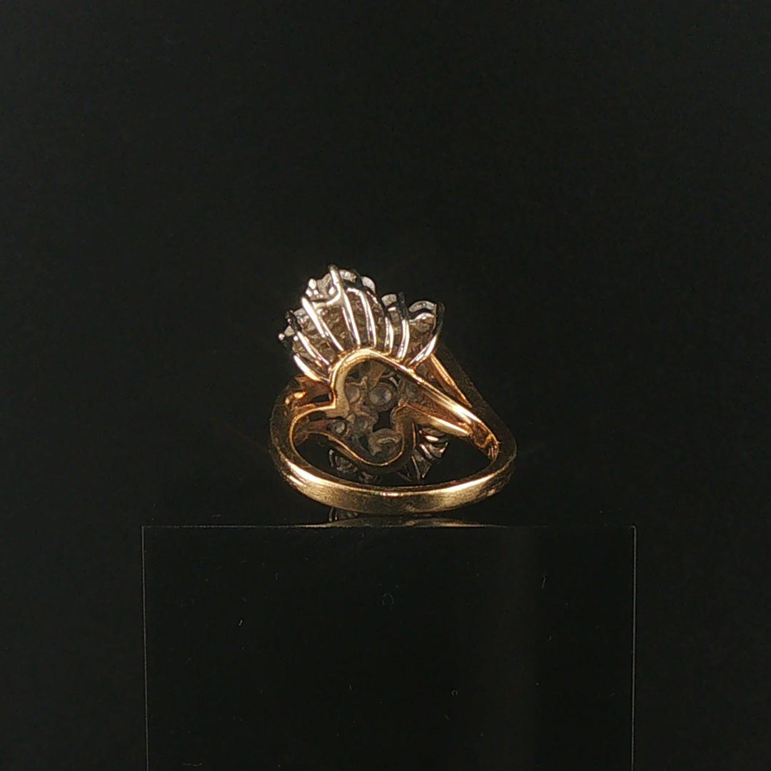 14k Yellow Gold and 2cttw Diamond Vintage Ladies Cluster Ring Size 7.75