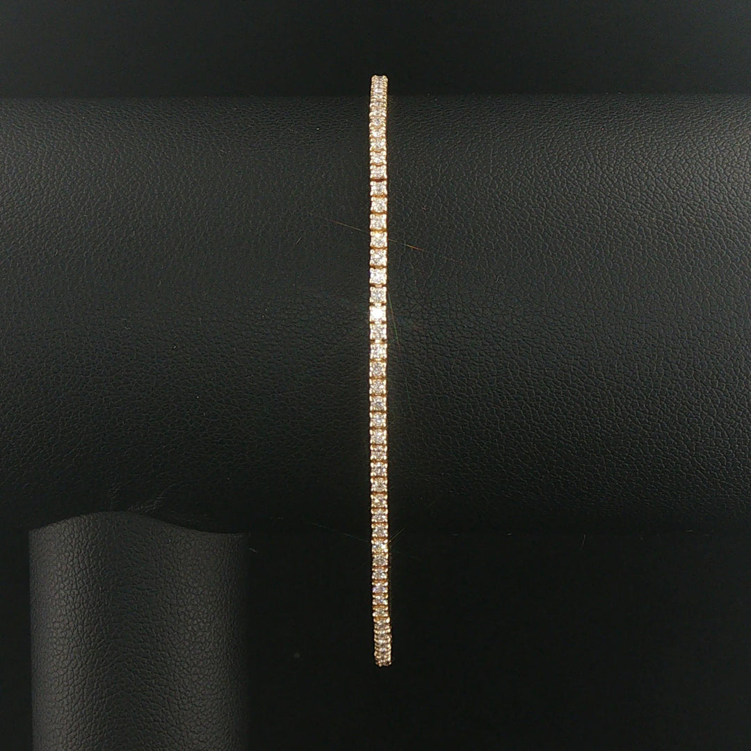 14k Yellow Gold and 1.25cttw Diamond Thin Ladies Tennis Bracelet 7.25"