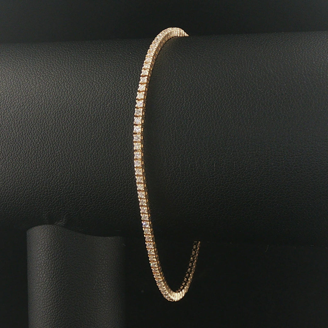 14k Yellow Gold and 1.25cttw Diamond Thin Ladies Tennis Bracelet 7.25"