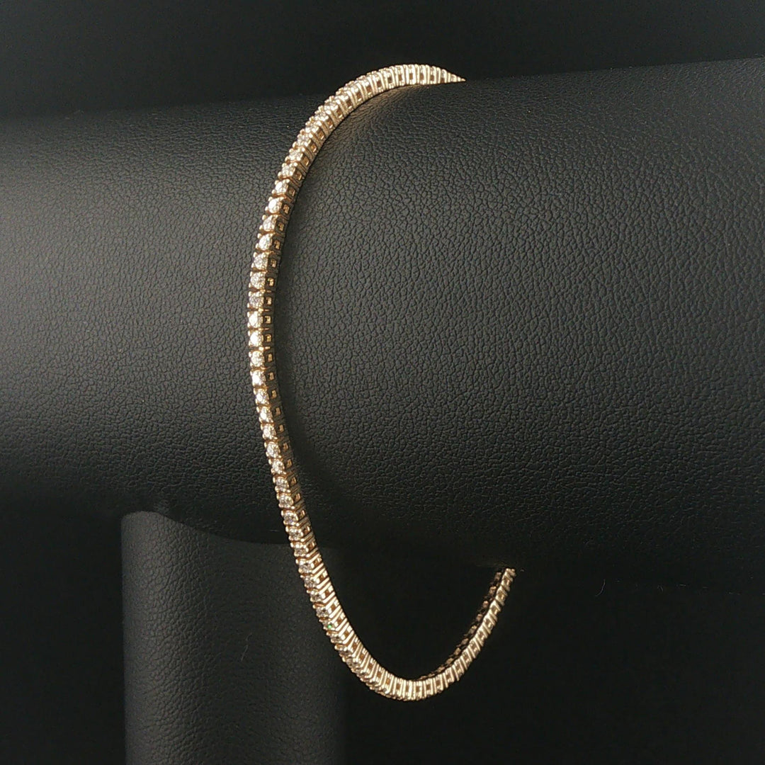 14k Yellow Gold and 1.25cttw Diamond Thin Ladies Tennis Bracelet 7.25"