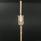 14k Yellow Gold and 1.25cttw Diamond Thin Ladies Tennis Bracelet 7.25"