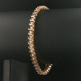 14k Yellow Gold and 3cttw Diamond Solid S Link Vintage Tennis Bracelet 7"