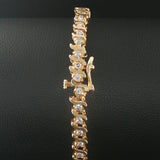 14k Yellow Gold and 3cttw Diamond Solid S Link Vintage Tennis Bracelet 7"