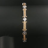 14k Yellow and White Gold 0.50cttw Diamond Solid Vintage Link Bracelet 6.75"
