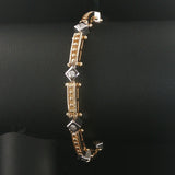 14k Yellow and White Gold 0.50cttw Diamond Solid Vintage Link Bracelet 6.75"