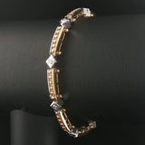 14k Yellow and White Gold 0.50cttw Diamond Solid Vintage Link Bracelet 6.75"