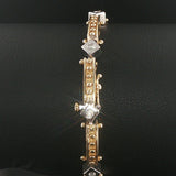 14k Yellow and White Gold 0.50cttw Diamond Solid Vintage Link Bracelet 6.75"