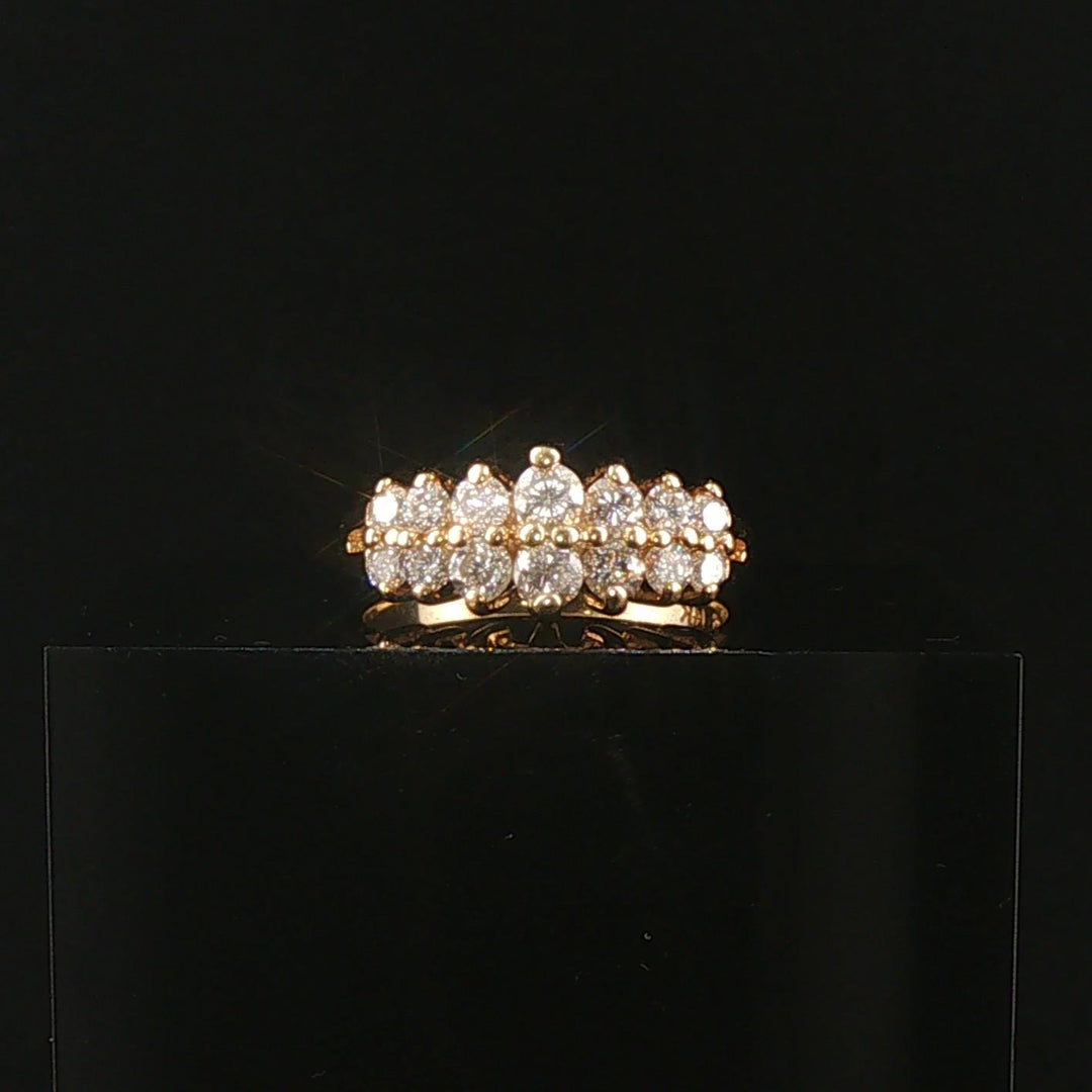14k Yellow Gold and 1cttw Diamond Vintage Two Row Band Ring Size 6.5