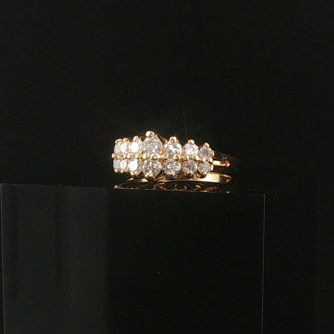 14k Yellow Gold and 1cttw Diamond Vintage Two Row Band Ring Size 6.5