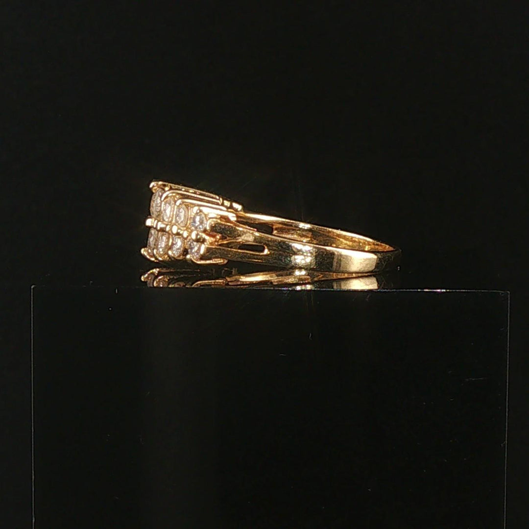 14k Yellow Gold and 1cttw Diamond Vintage Two Row Band Ring Size 6.5